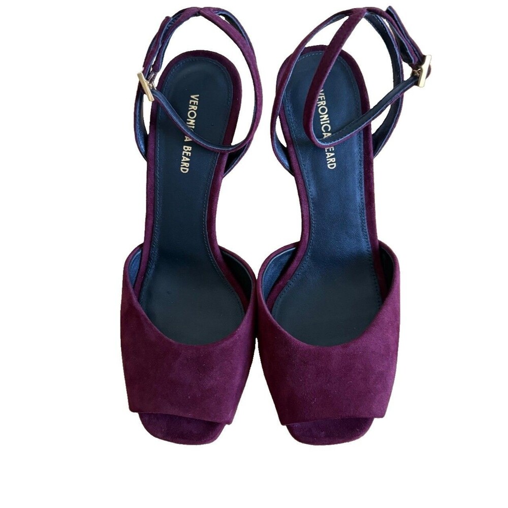 Womens Veronica Beard Burgundy Suede Platform Strappy Heels Sz 7.5 M Luxury EUC - Picture 9 of 16